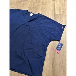 Cherokee 4777 Uniform Unisex V-Neck Tunic Short Sleeve Top Navy Blue Large NWT